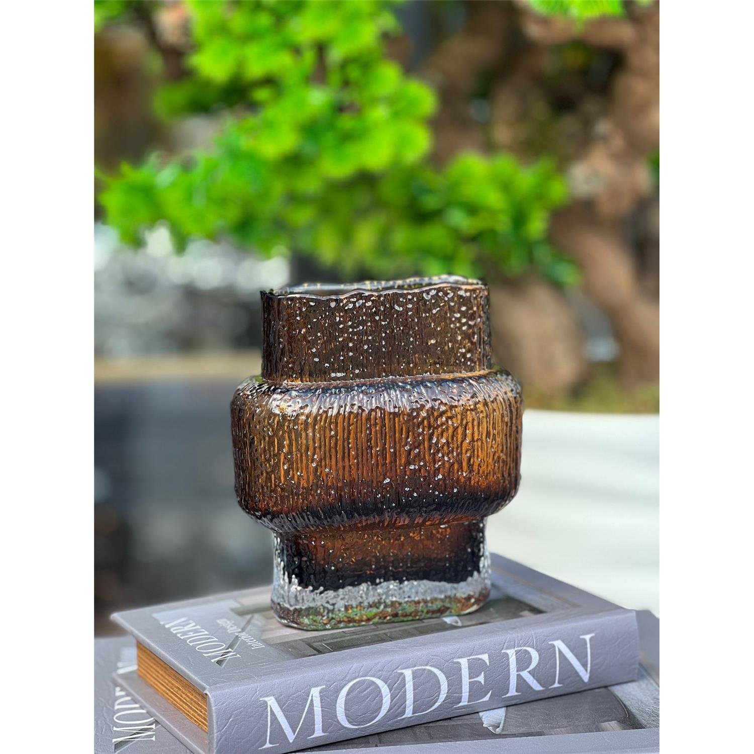 İTHAL VİORA AMBER CAM VAZO KÜÇÜK