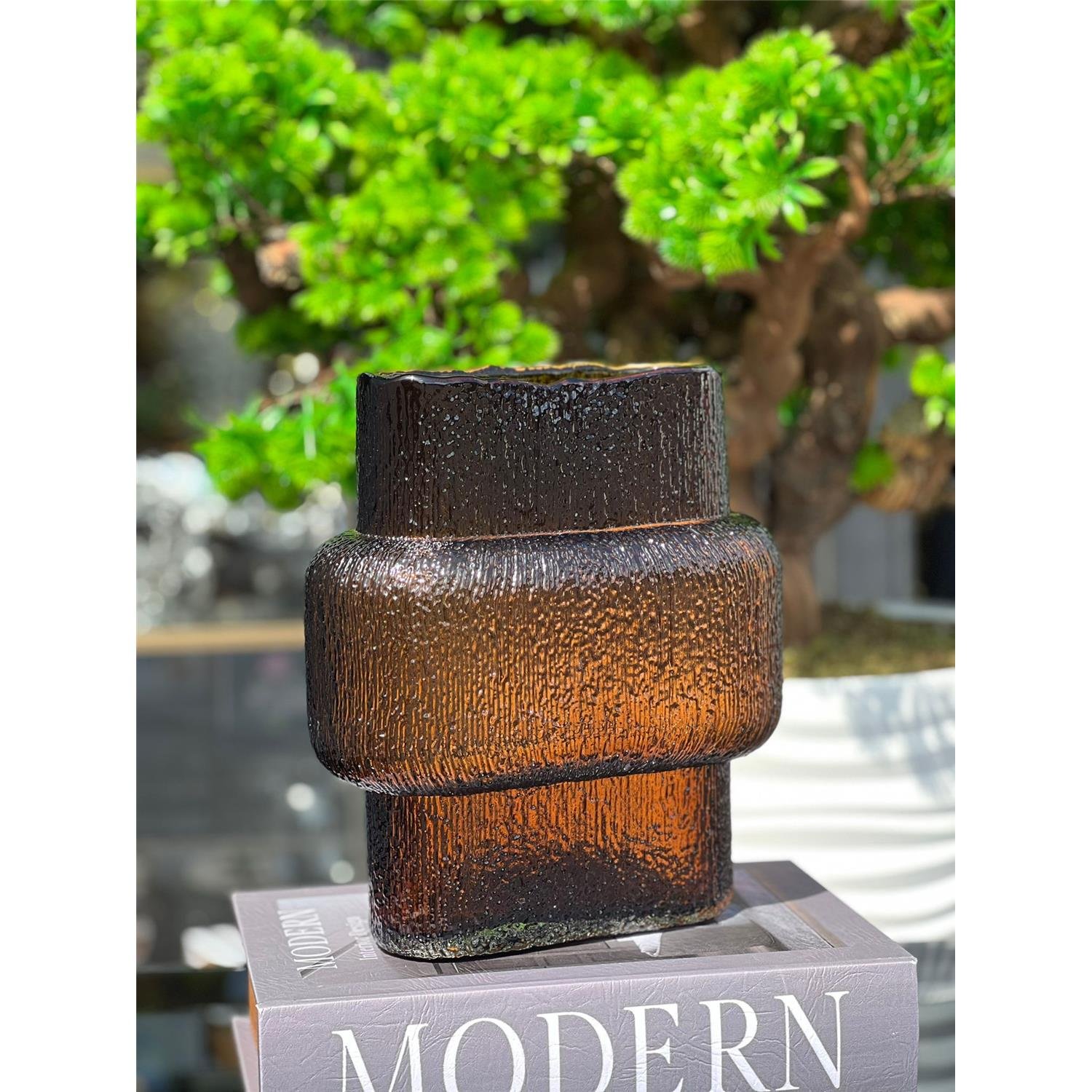 İTHAL VİORA AMBER CAM VAZO BÜYÜK