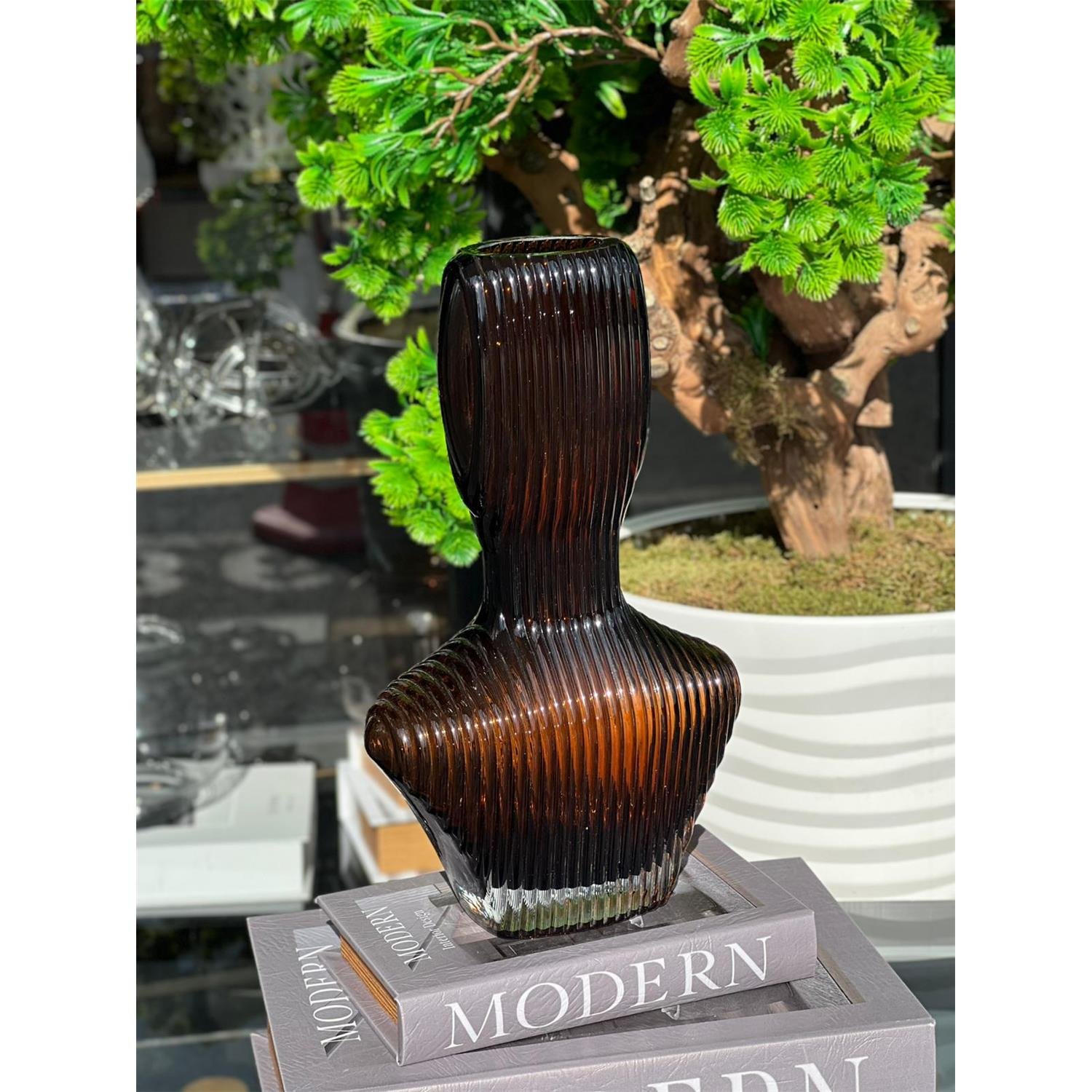 İTHAL PERSON AMBER CAM VAZO KÜÇÜK