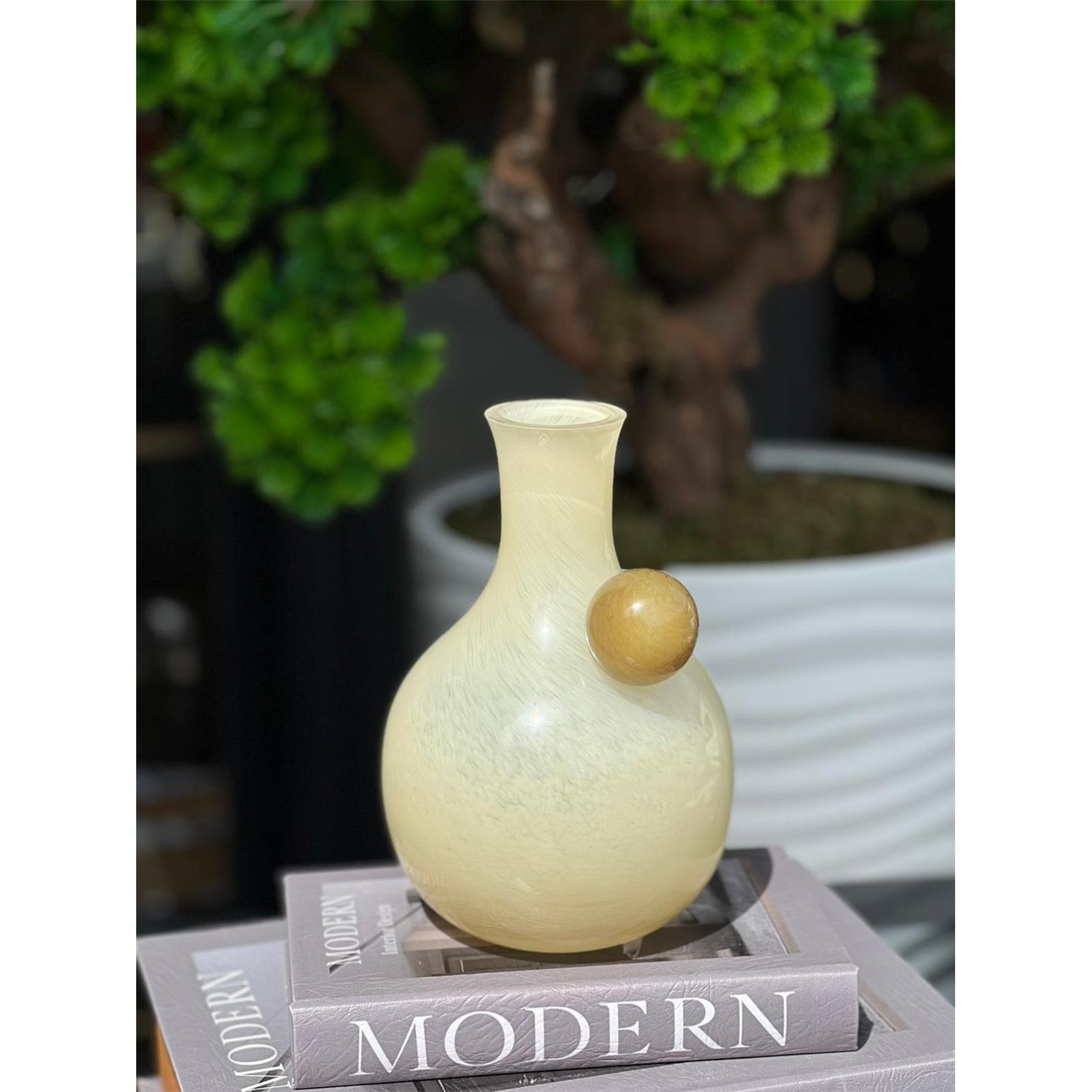 İTHAL FİORA CAM VAZO YELLOW ORTA