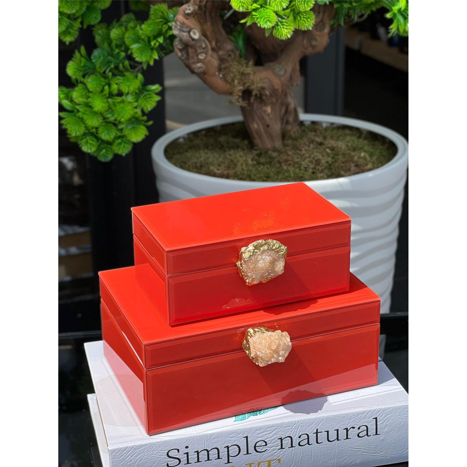 İTHAL CAM KUTU TURUNCU DOĞAL TAŞ