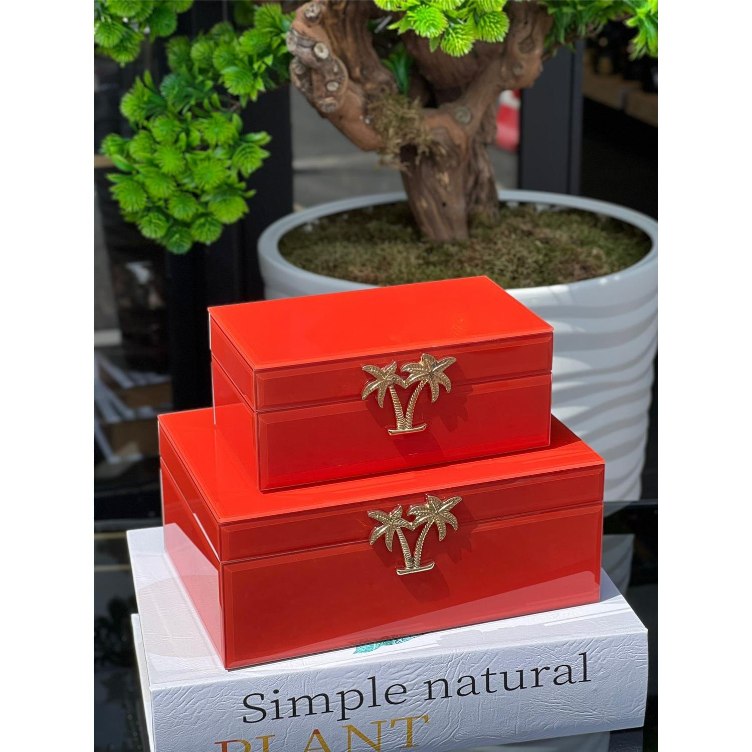 İTHAL CAM KUTU PALMİYE TURUNCU