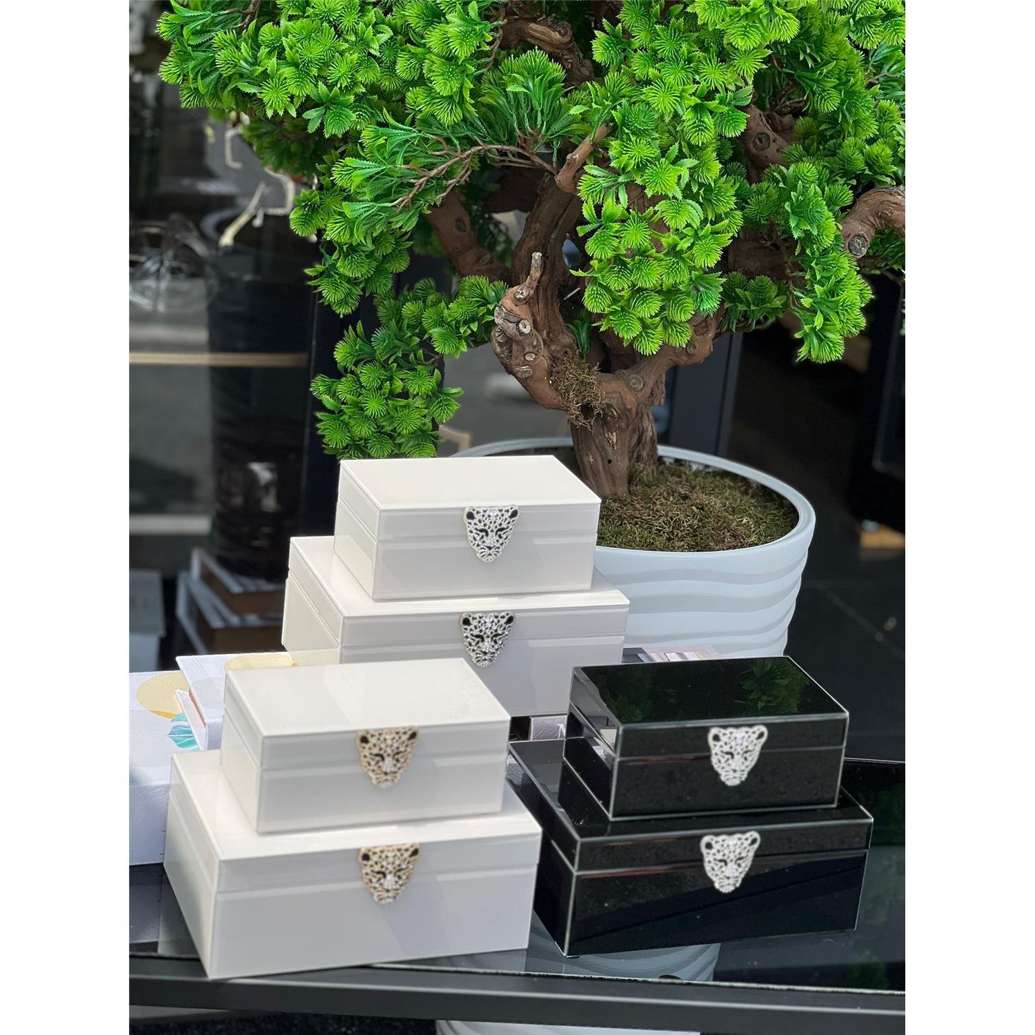 İTHAL CAM KUTU CAT KREM ALTIN