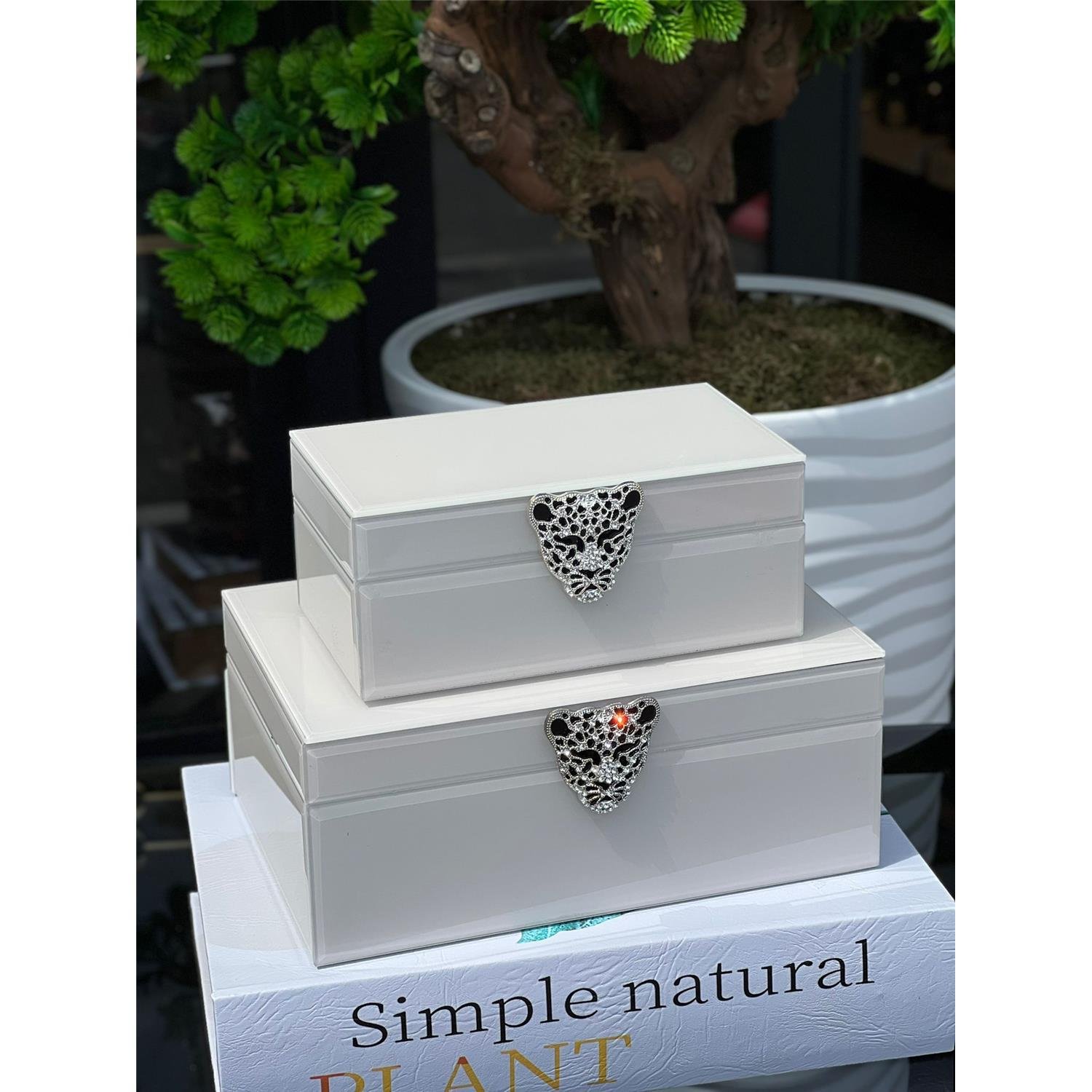 İTHAL CAM KUTU CAT KREM GÜMÜŞ