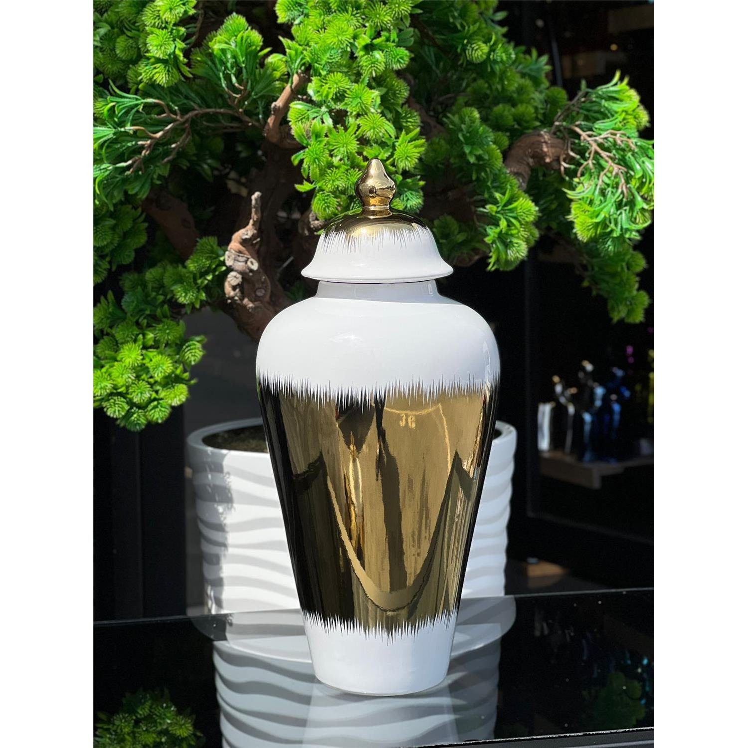 İTHAL BEYAZ ALTIN XL SERAMİK VAZO KÜÇÜK