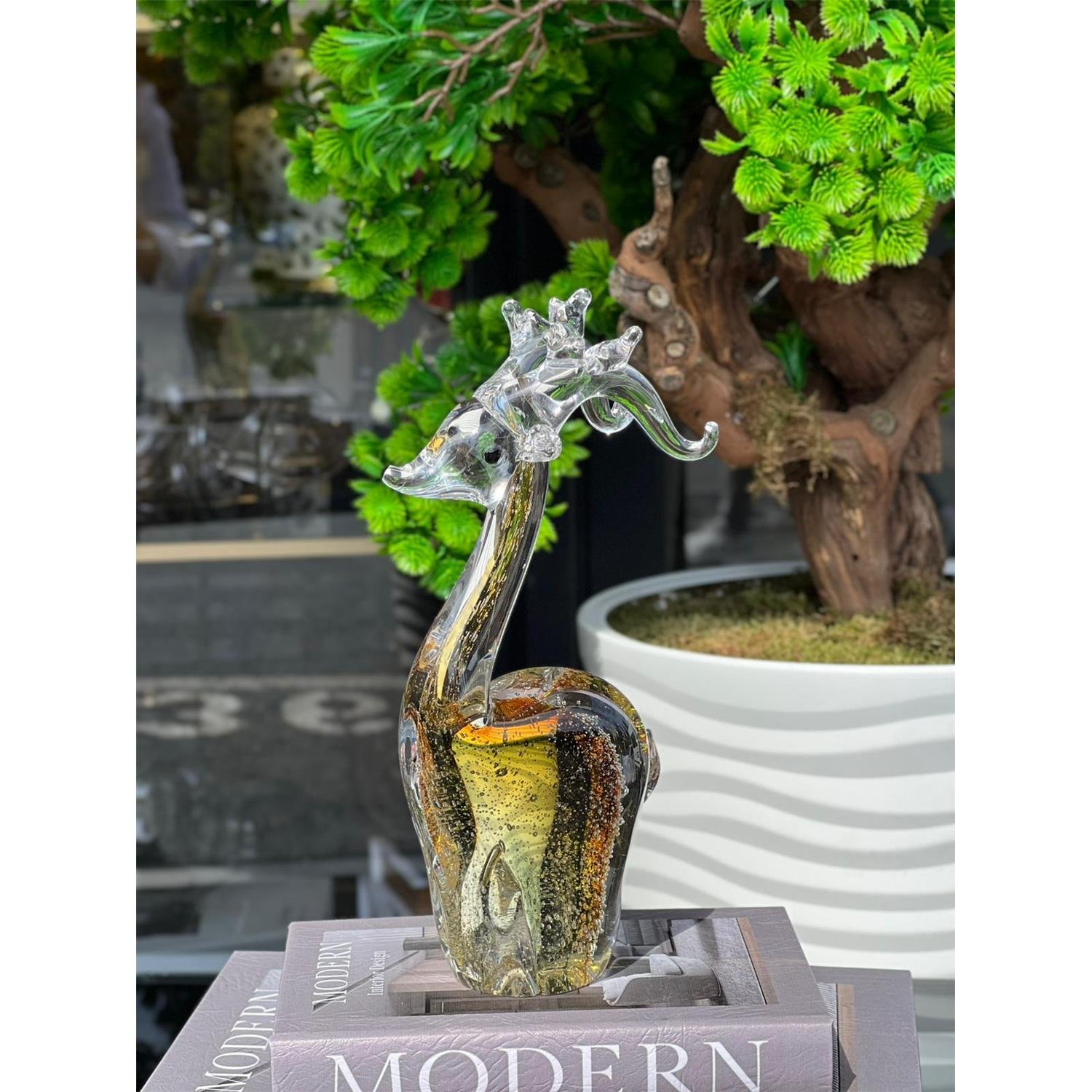 İTHAL AMBER KRİSTAL GEYİK BÜYÜK