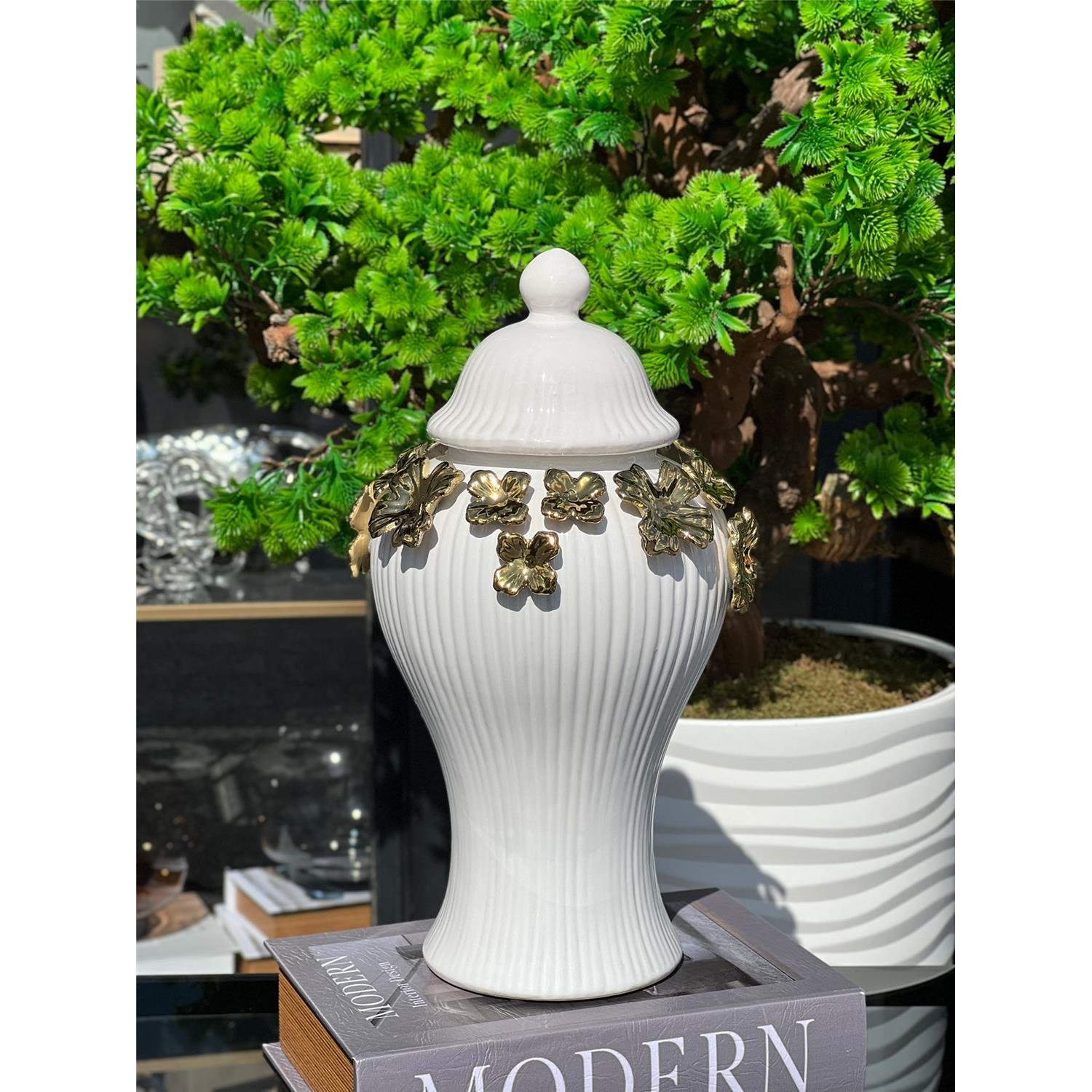 İTHAL ALTIN FLORA SERAMİK VAZO KÜÇÜK