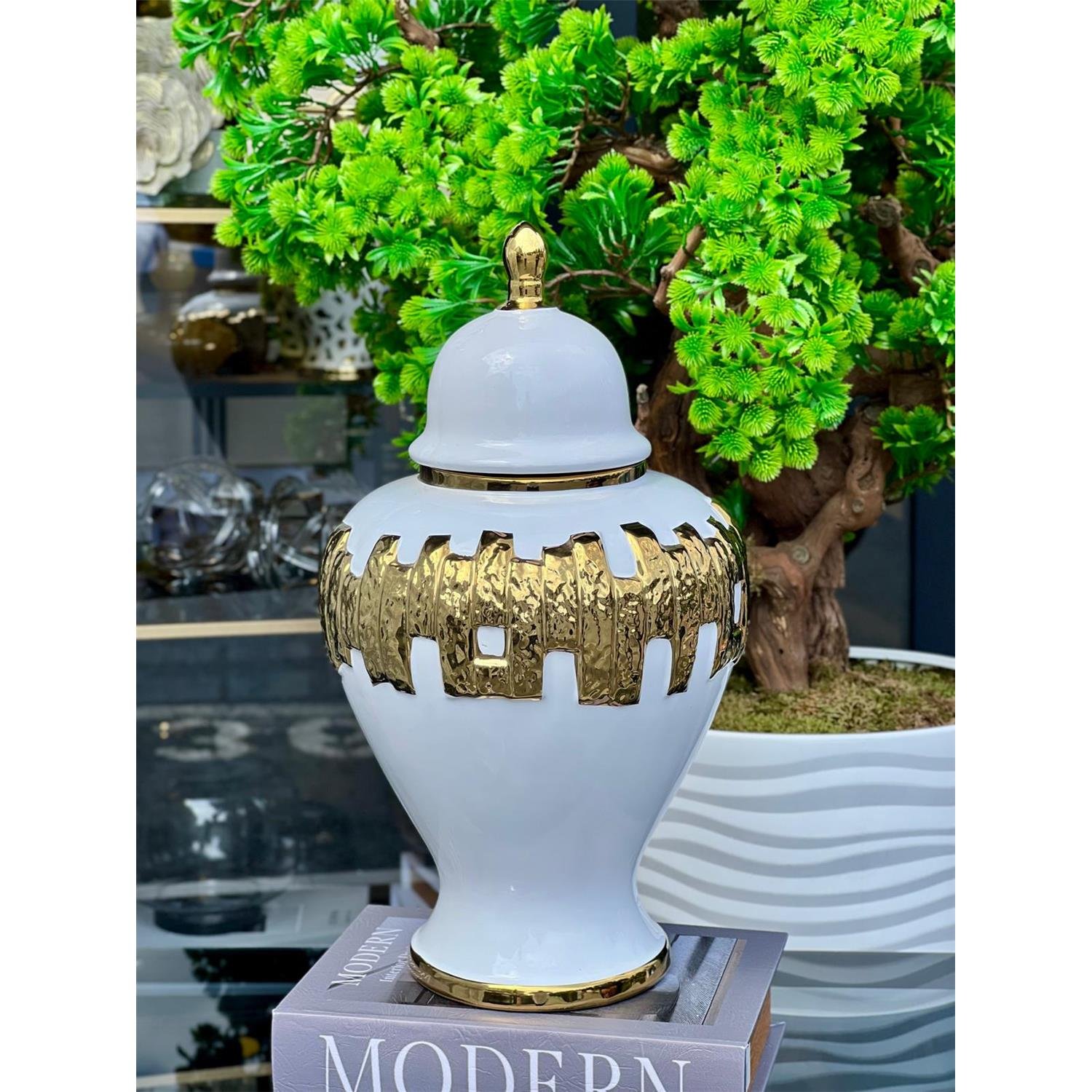 İTHAL ALTIN BELT SERAMİK VAZO BÜYÜK