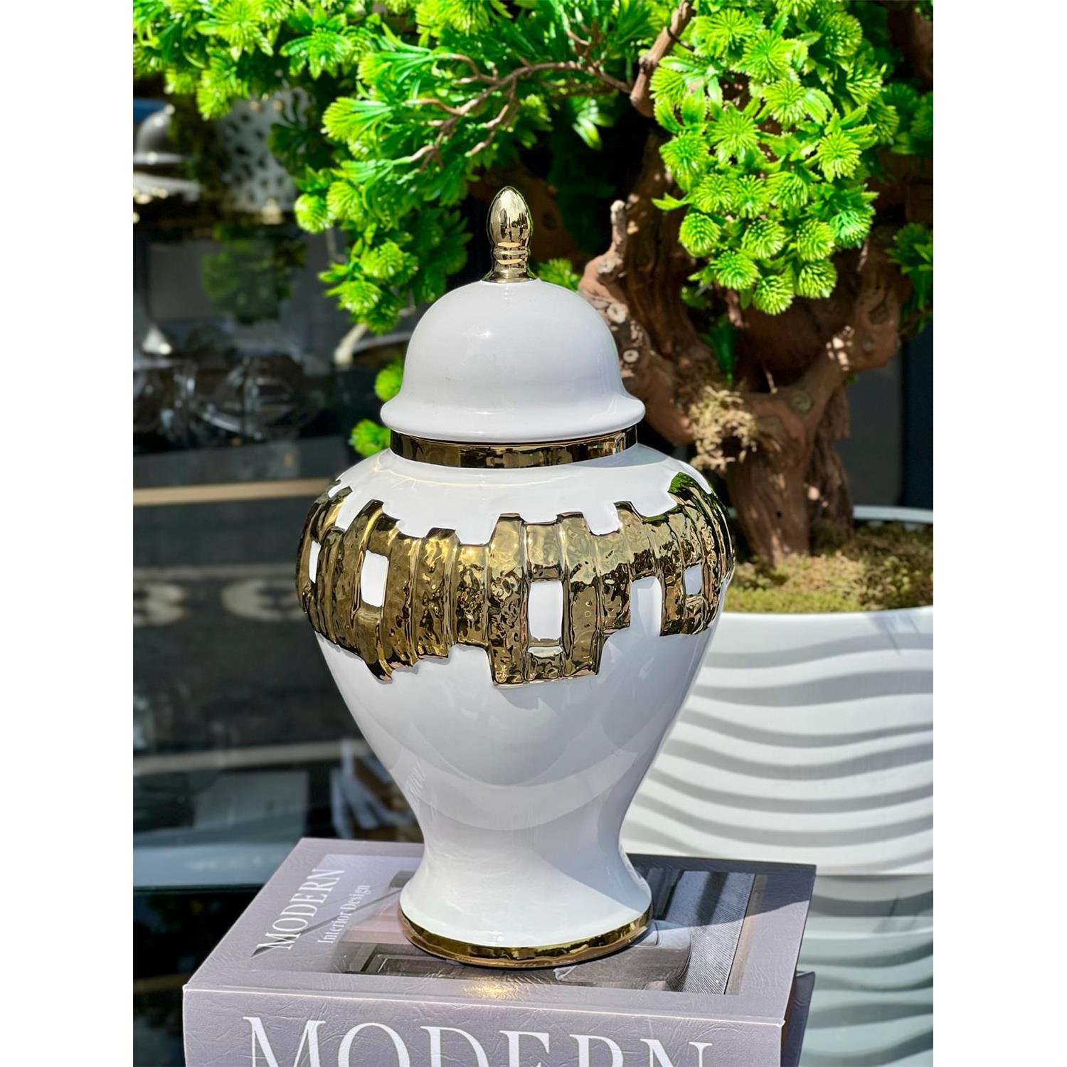 İTHAL ALTIN BELT SERAMİK VAZO ORTA