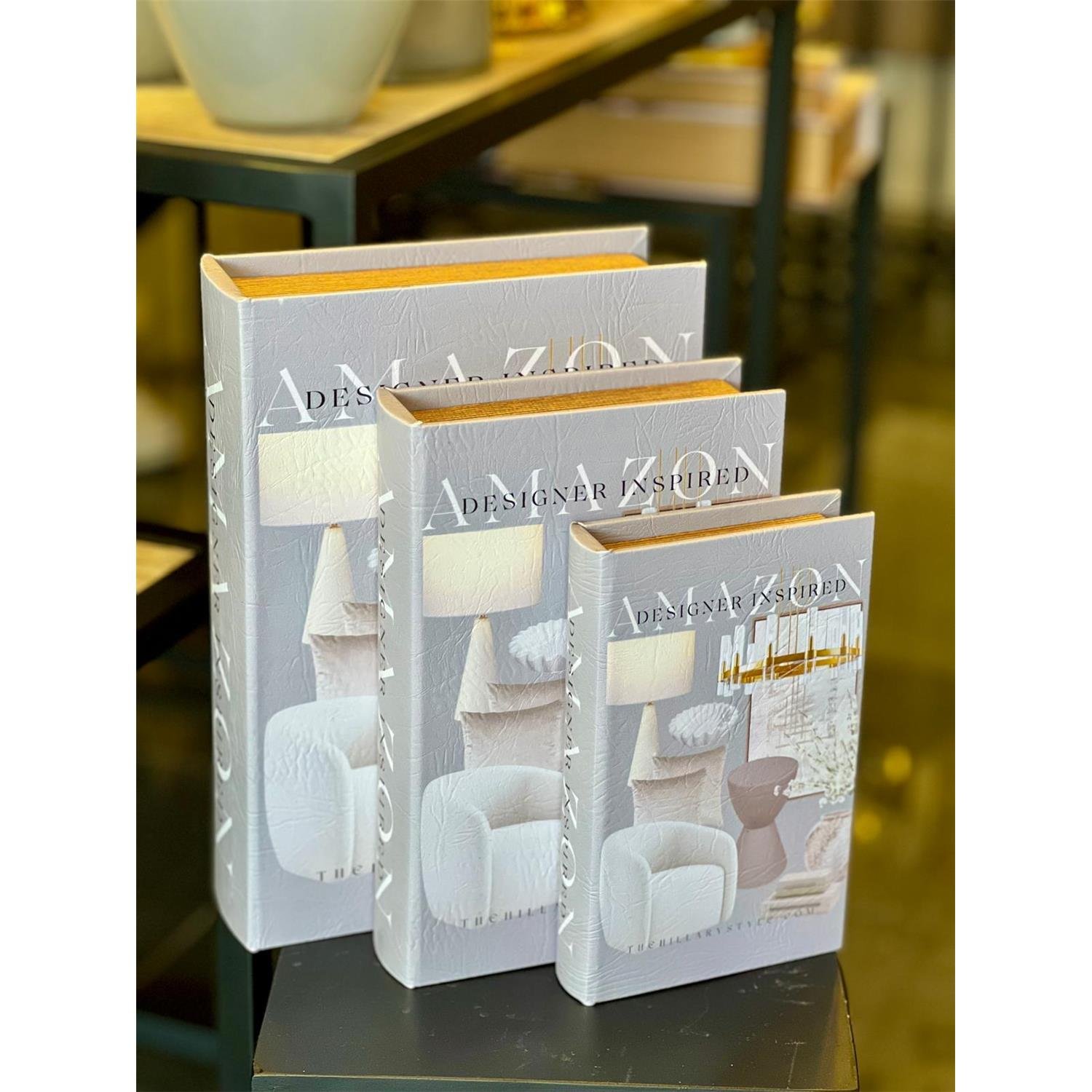 İTHAL 3LÜ AHŞAP DERİ KİTAP KUTU (AMAZON)