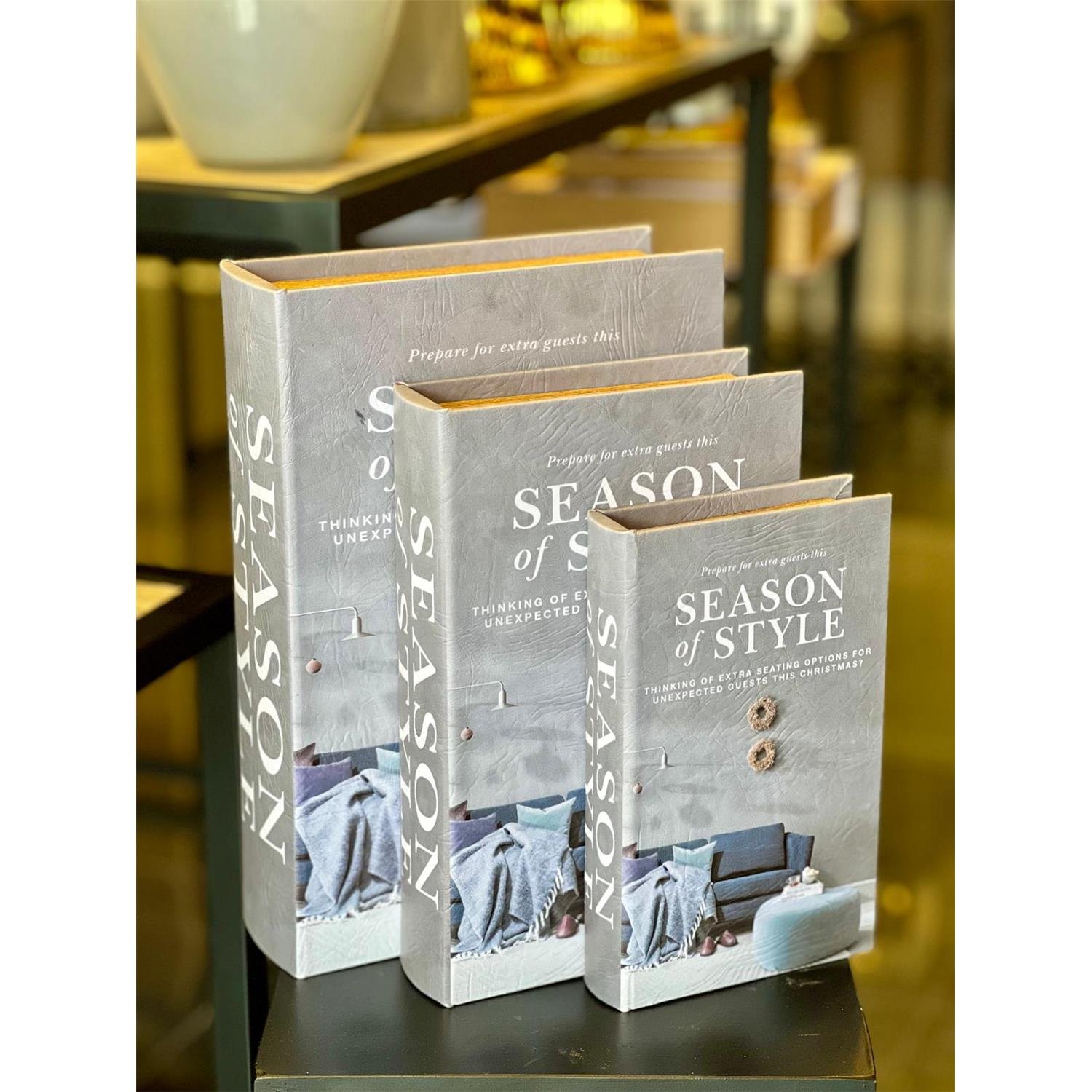 İTHAL 3LÜ AHŞAP DERİ KİTAP KUTU (SEASON)