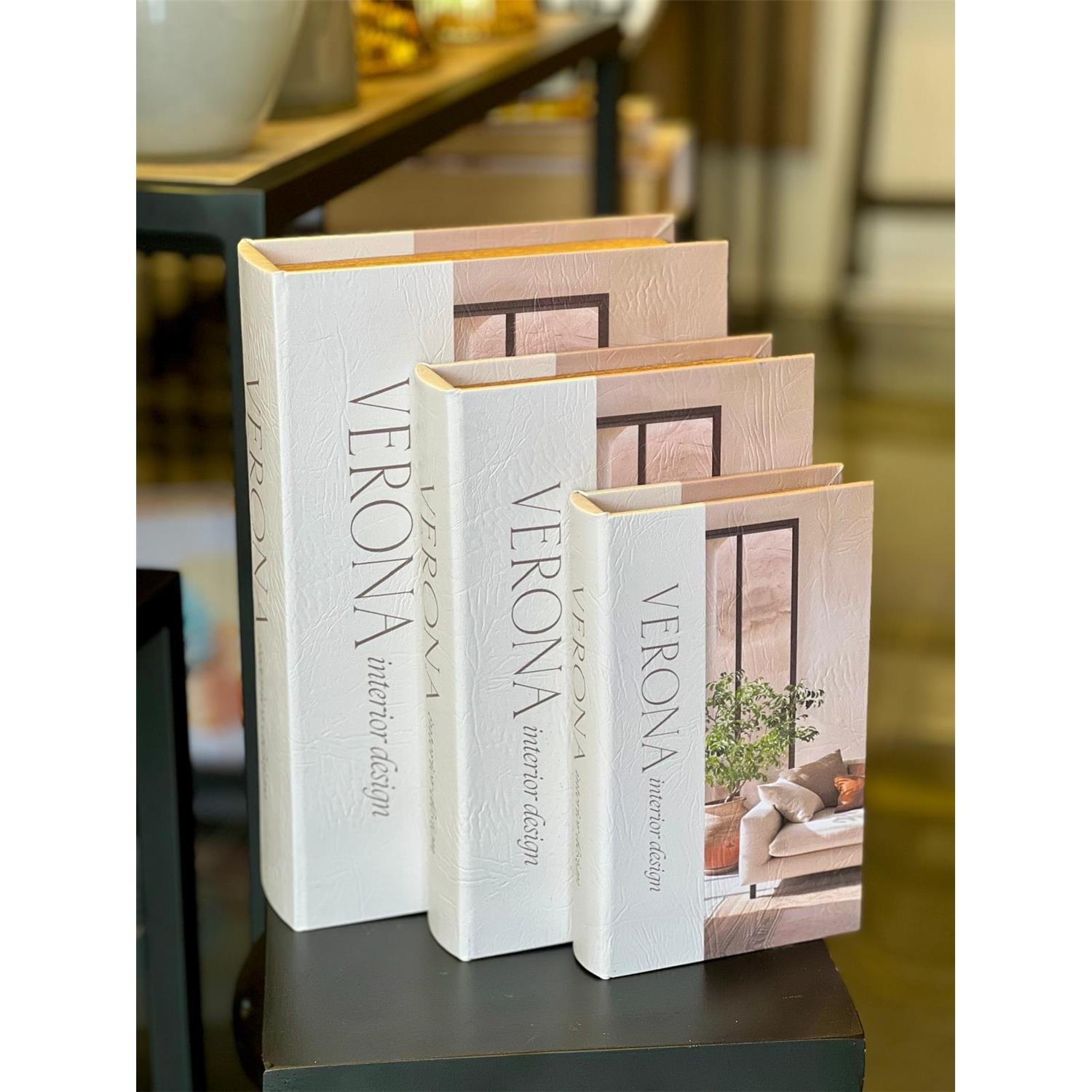 İTHAL 3LÜ AHŞAP DERİ KİTAP KUTU (VERONA)