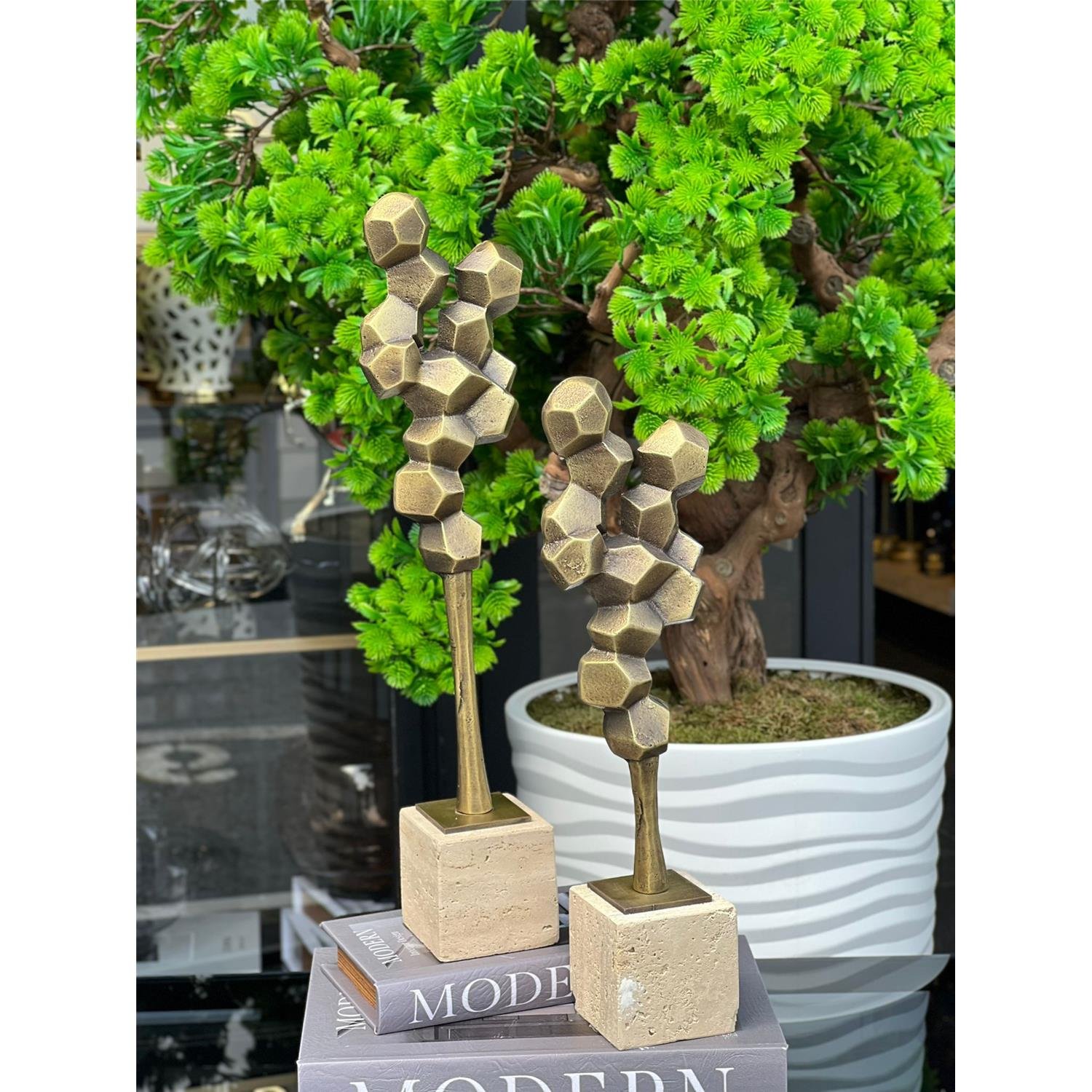 2 Lİ DÖKÜM PETEK OBJE TRAVERTEN KAİDE