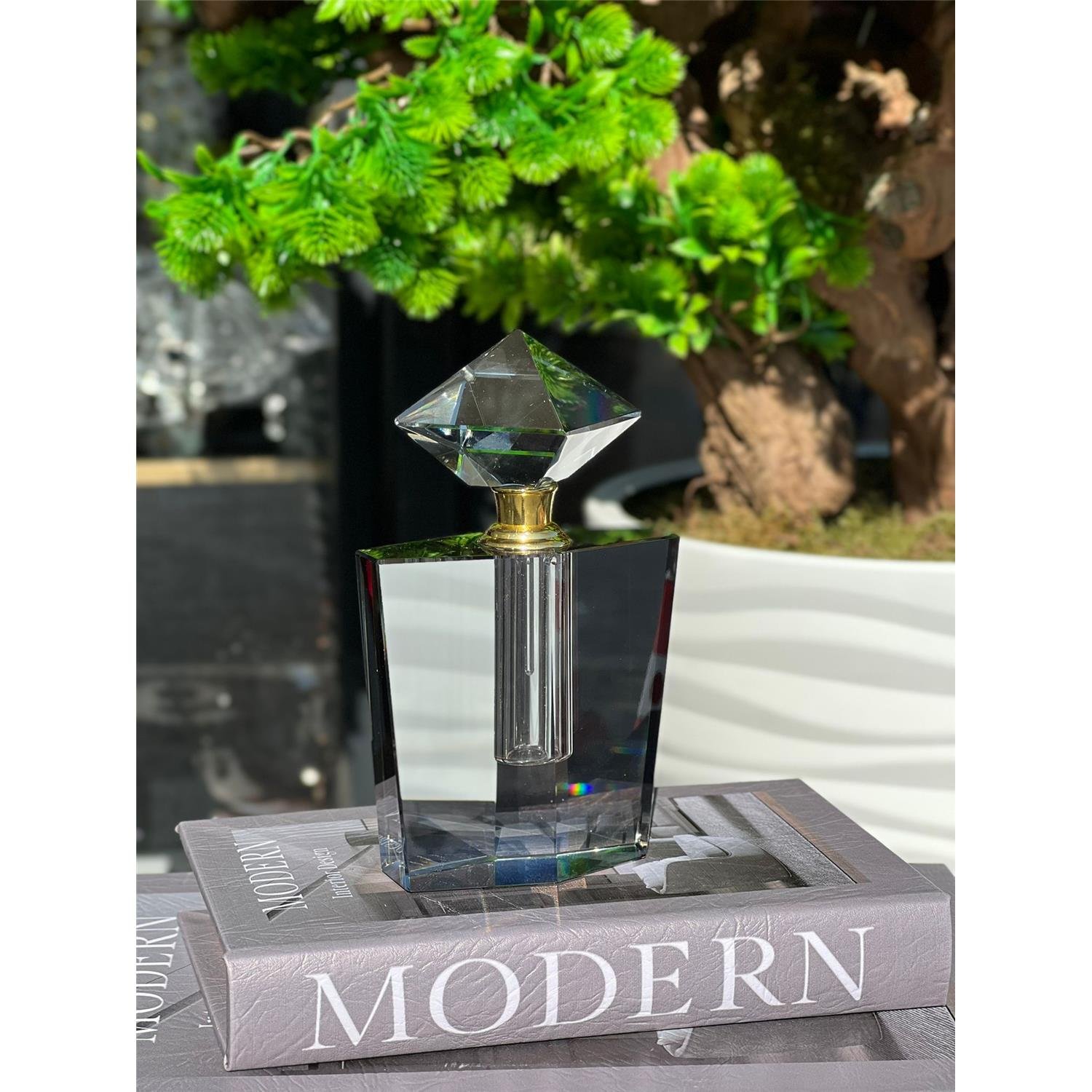 ELMAS KRİSTAL PARFÜM ŞİŞESİ FÜME BÜYÜK