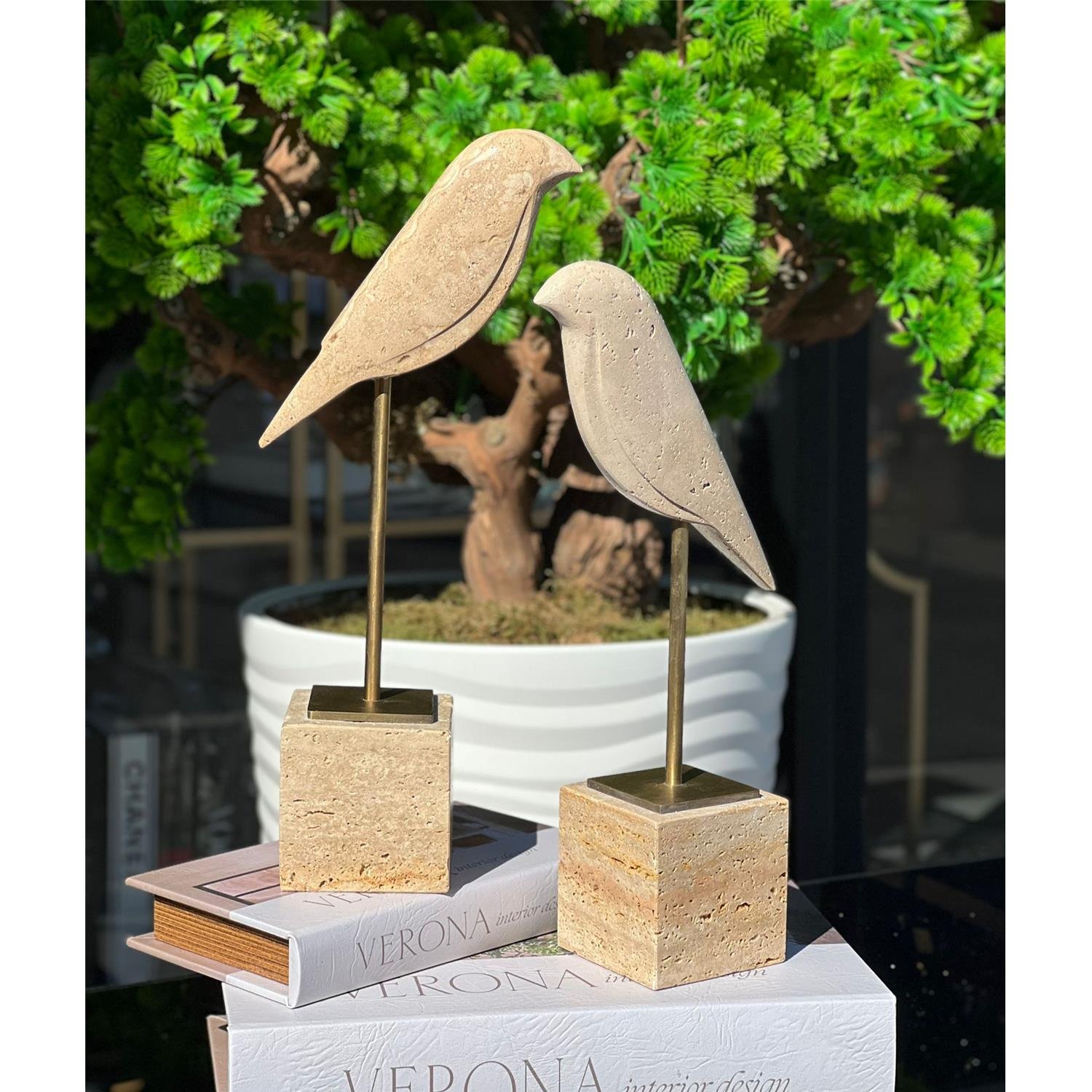 TRAVERTEN 2Lİ KUŞ DEKOR