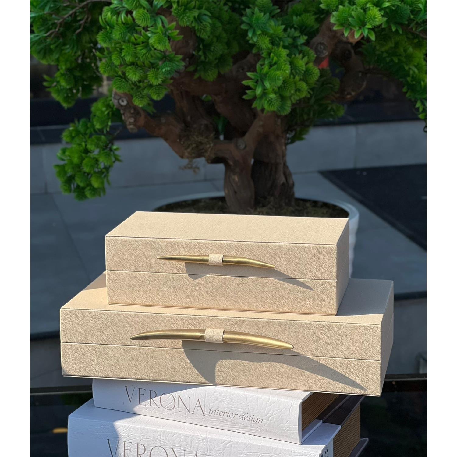 2 Lİ FİL DİŞİ DERİ KUTU KREM