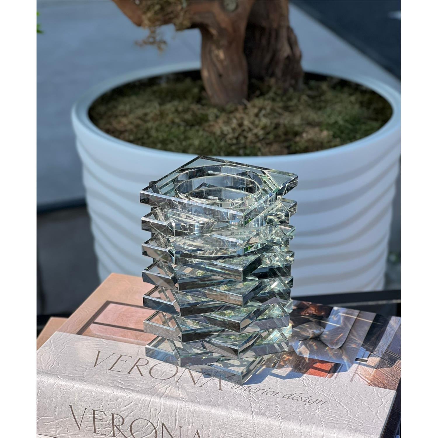 İTHAL KAT KAT KRİSTAL VAZO KÜÇÜK FÜME