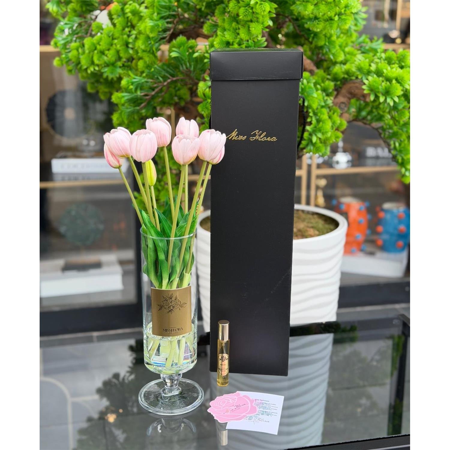 CAM VAZOLU ISLAK LALE PEMBE ESKİTME