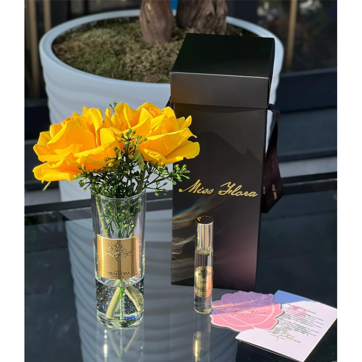 CAM VAZOLU DOKULU 2Lİ GÜL SARI ESKİTME