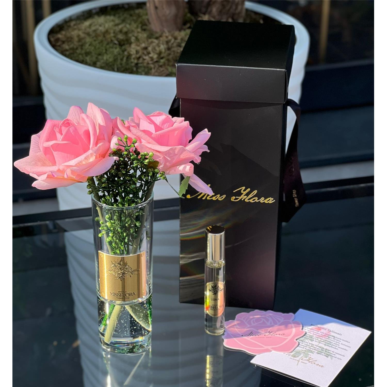 CAM VAZOLU DOKULU 2Lİ GÜL PEMBE ESKİTME