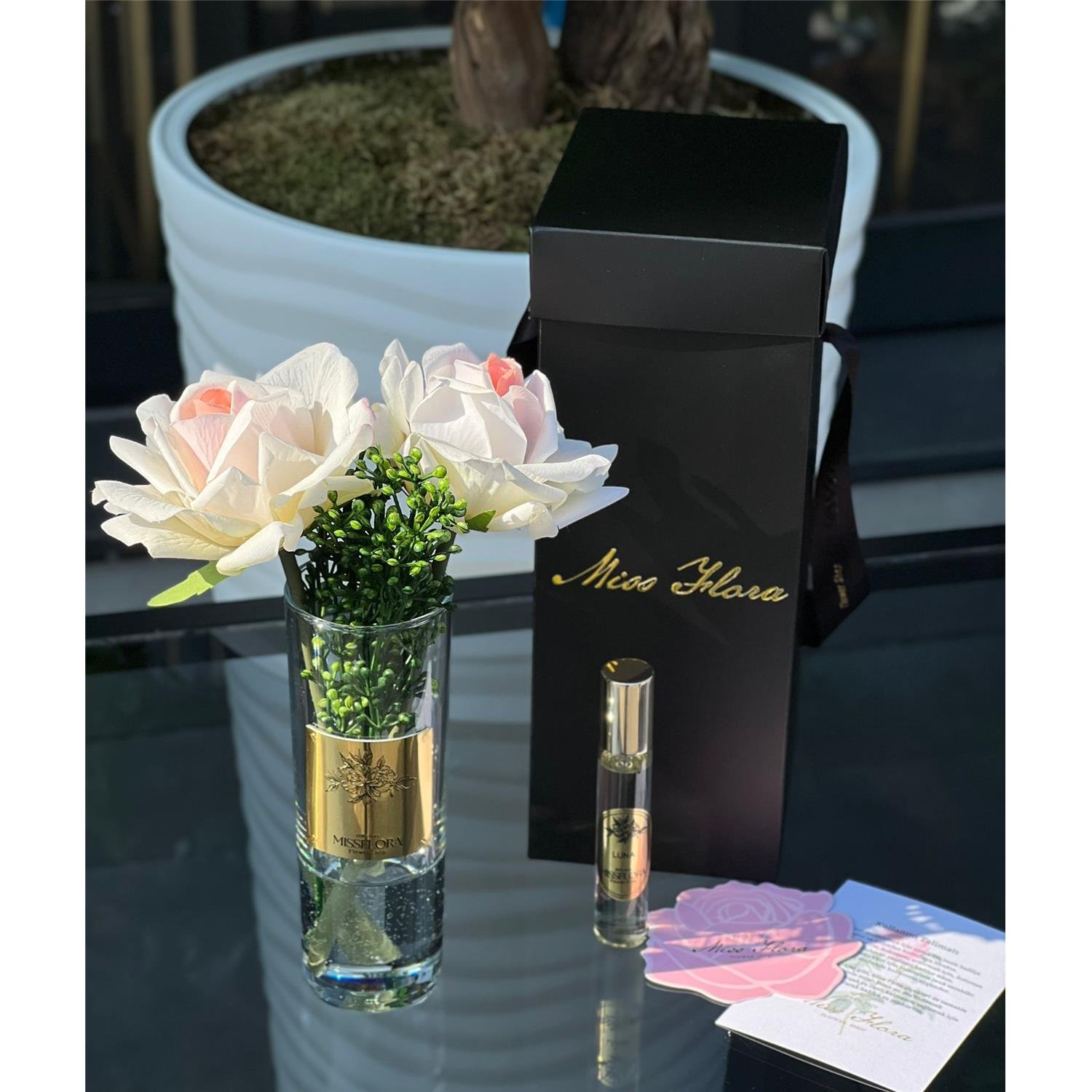 CAM VAZOLU DOKULU 2Lİ GÜL ALLIKLI ESKİTME