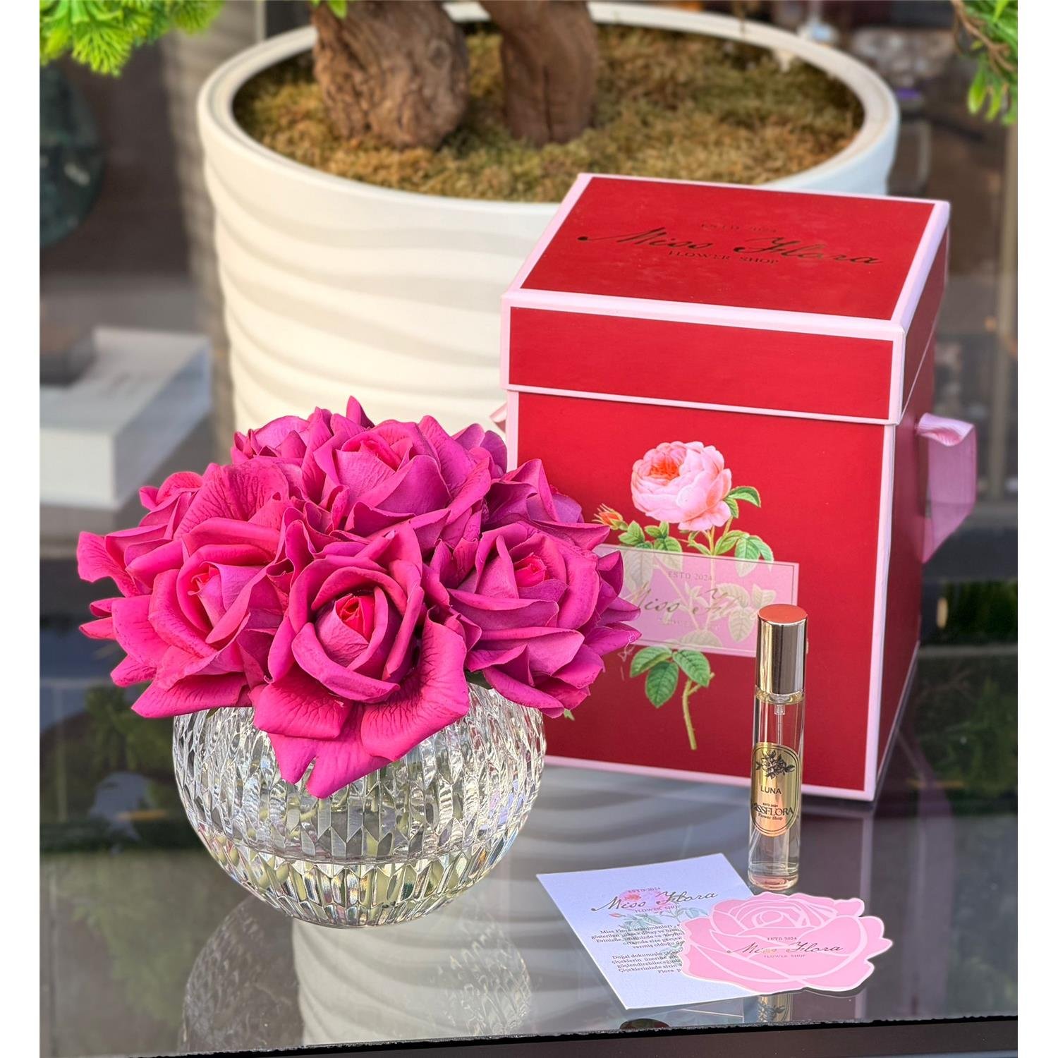 8 GÜLLÜ KESME CAM ODA KOKUSU BORDO