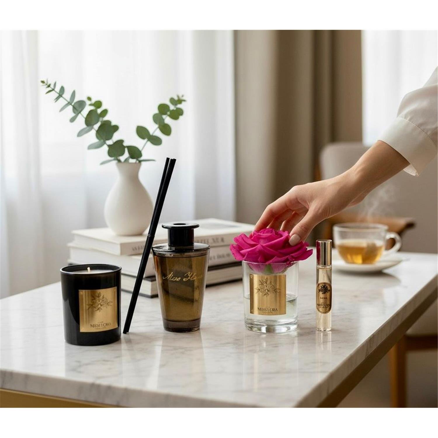 BORDO GÜL SİYAH KOKU SİYAH MUM 3 LÜ SET