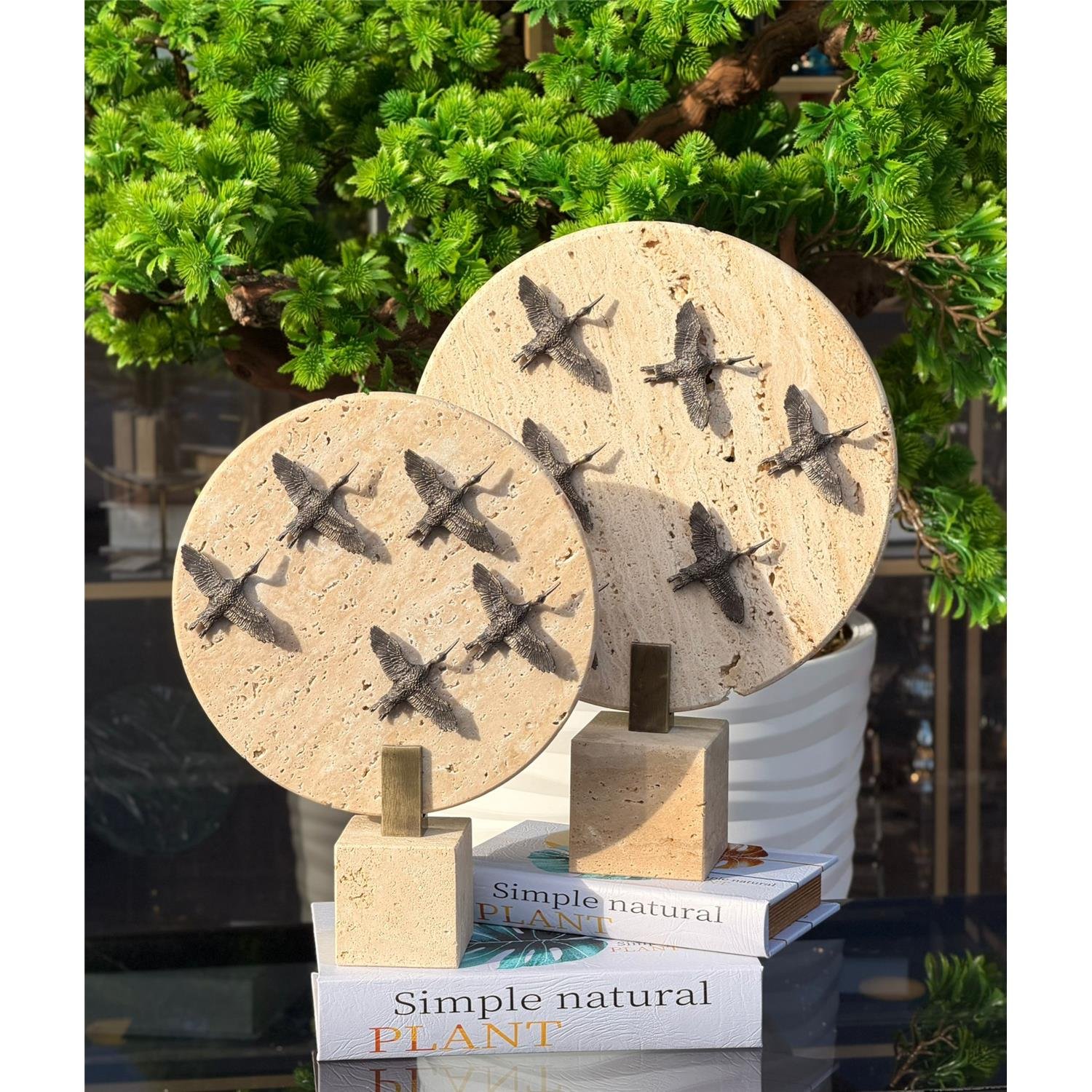 TRAVERTEN LEYLEKLİ 2Lİ DİSK OBJE ESKİTME