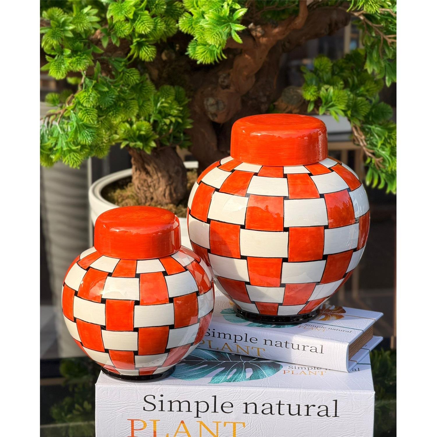 KURDELE DESEN TURUNCU BEYAZ 2 Lİ KÜRE KÜP